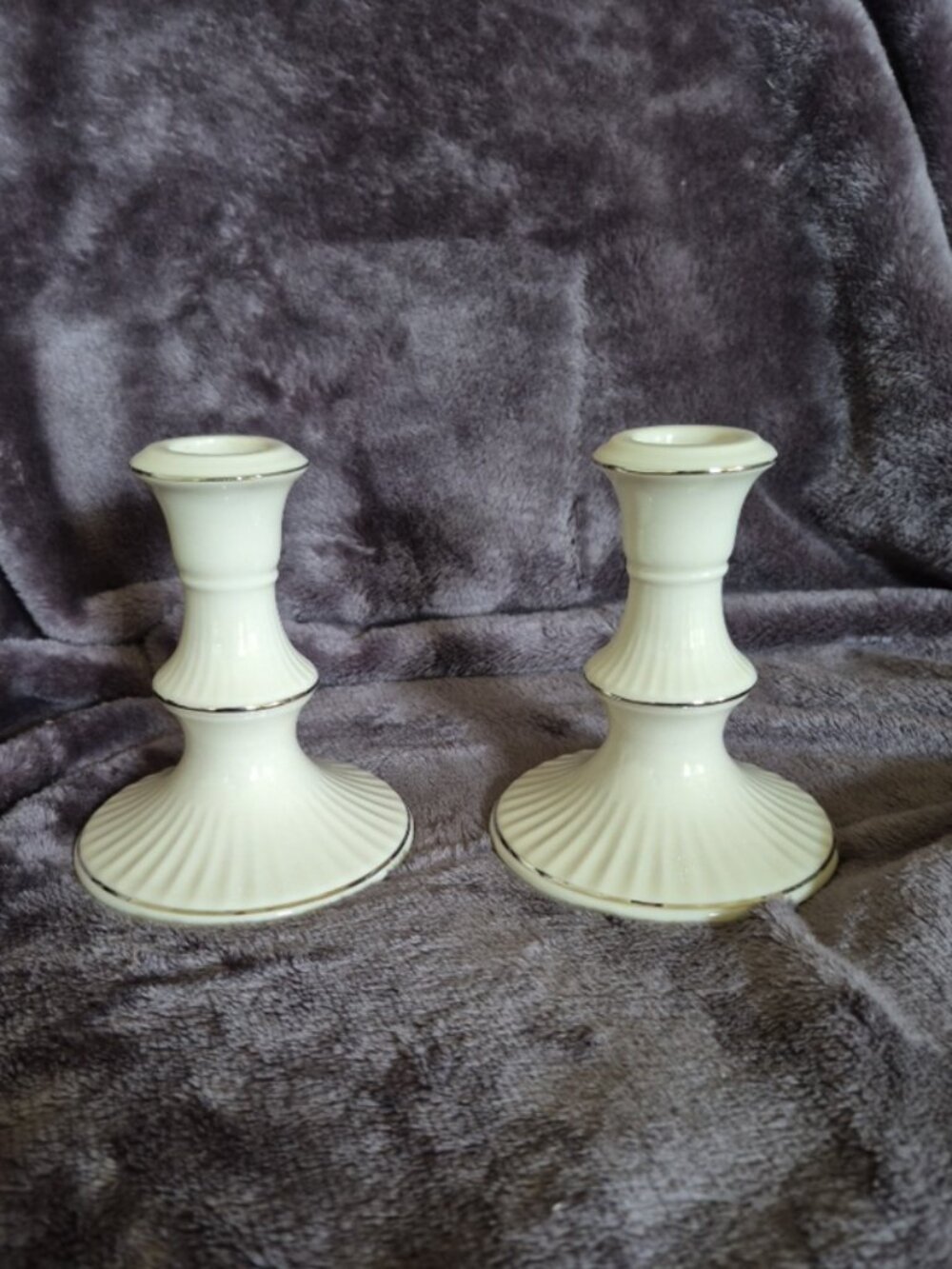 Lenox Vintage Candlestick Holders Cream Made In USA
